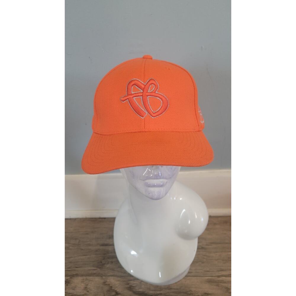 Vintage FUBU Flex Orange Fitted Hat Y2K Streetwear FB Logo Cap Made in Dominican